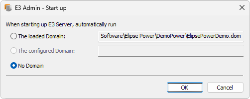 E3 Admin - Start up window E3 Admin - Start up window