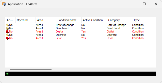 E3Alarm's status bar for Connections E3Alarm's status bar for Connections