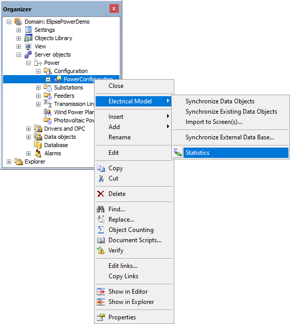 Electrical Model - Statistics option Electrical Model - Statistics option
