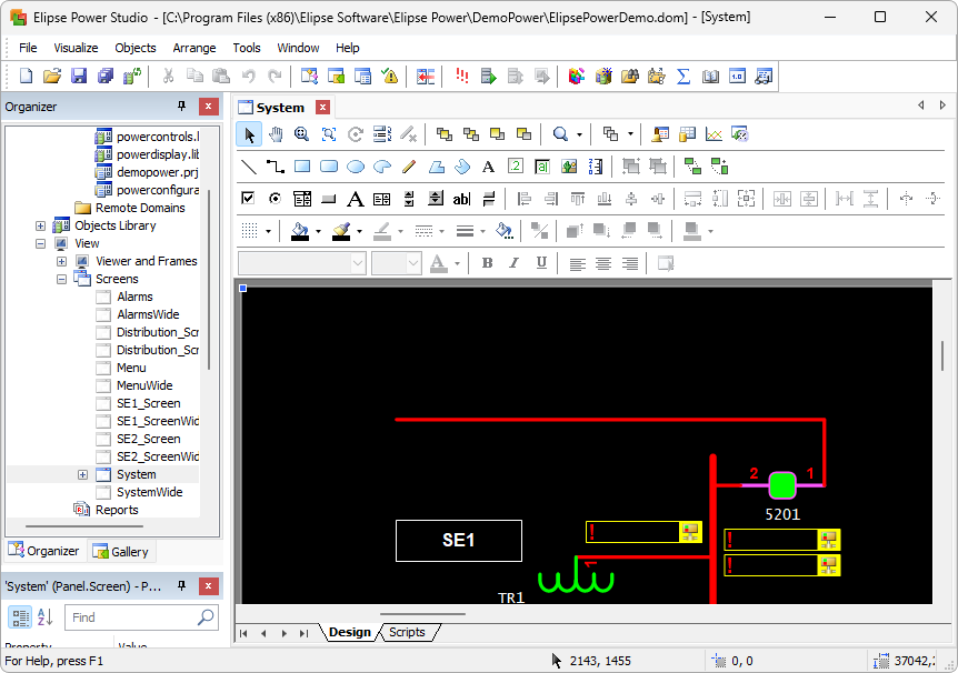 Elipse Power Studio's working area