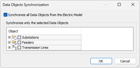 Data Objects Synchronization window Data Objects Synchronization window