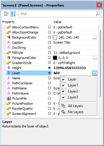 Screens and Screen Objects > General Configurations > Layers