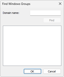 Find Windows Groups window Find Windows Groups window