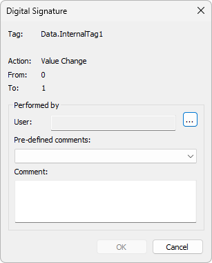 Digital Signature dialog box Digital Signature dialog box