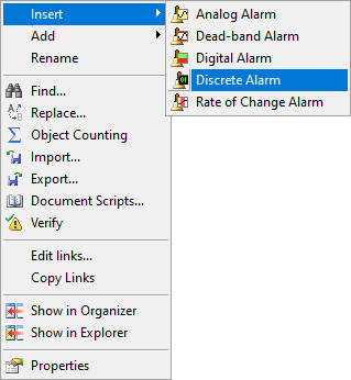 Inserting a Discrete Alarm Inserting a Discrete Alarm