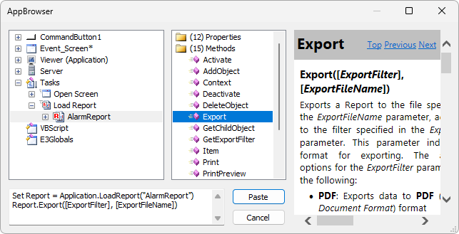 Export method Export method