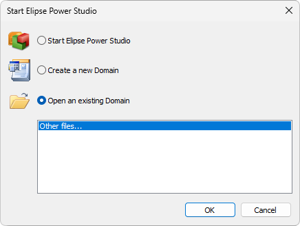 Elipse Power Studio's initial dialog box Elipse Power Studio's initial dialog box