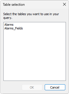 Selecting tables Selecting tables