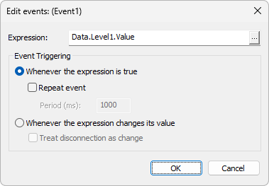 Edit events window Edit events window