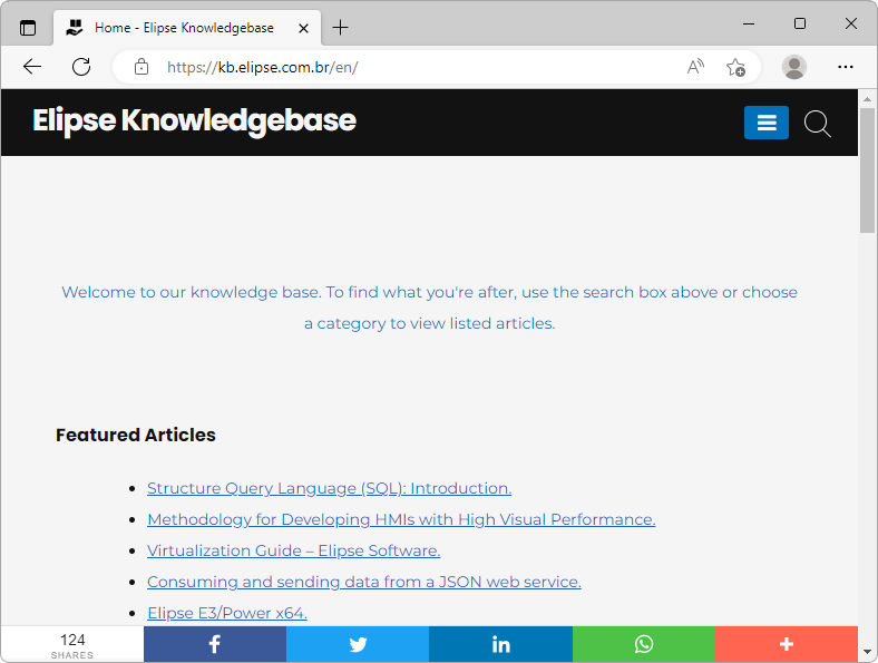 Initial page of Elipse Knowledgebase Initial page of Elipse Knowledgebase