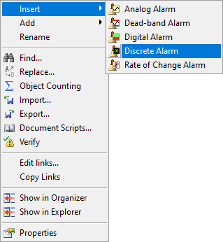 Inserting a Discrete Alarm Inserting a Discrete Alarm