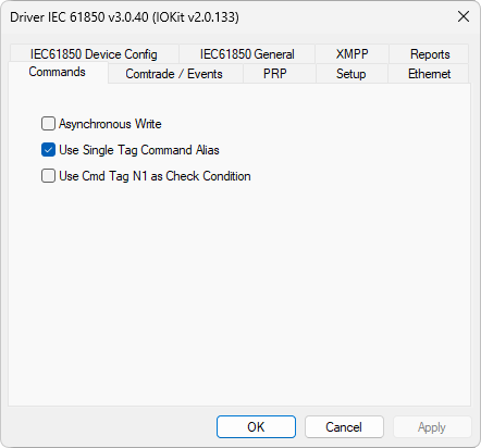 Commands tab Commands tab