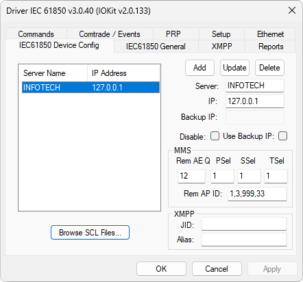 IEC61850 Device Config tab IEC61850 Device Config tab