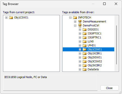 Selecting Logical Device Obj1CSWI1 Selecting Logical Device Obj1CSWI1