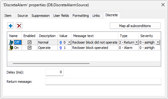 Discrete Alarm properties Discrete Alarm properties