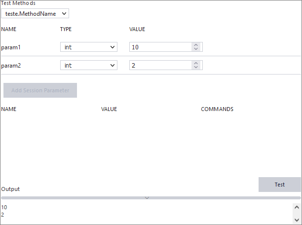 Testing the default example loaded on Code Package