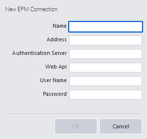 New EPM Connection window