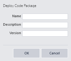 Deploy Code Package window Deploy Code Package window