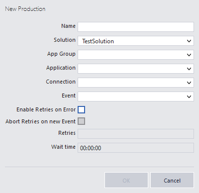 New Production window New Production window