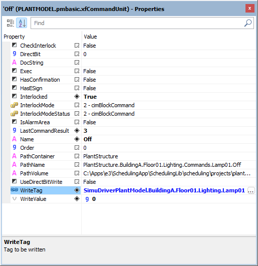 Configuration of properties of Command objects