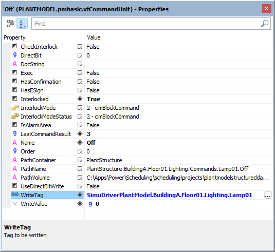 Configuration of properties of Commands