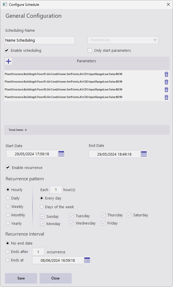 Window to configure a unified view