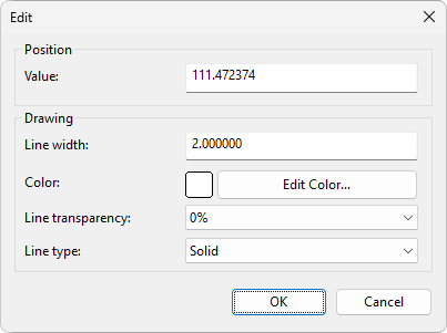 Window to edit a Horizontal Guide Line Window to edit a Horizontal Guide Line