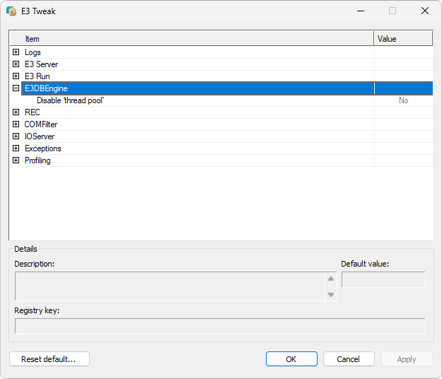 E3DBEngine configuration