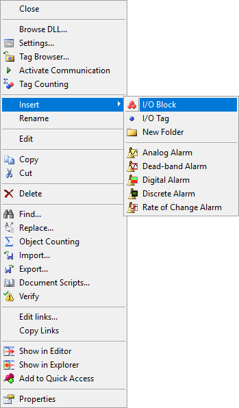 Inserting an I/O Block Inserting an I/O Block