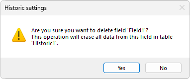 Confirmation to delete a Historic Field Confirmation to delete a Historic Field