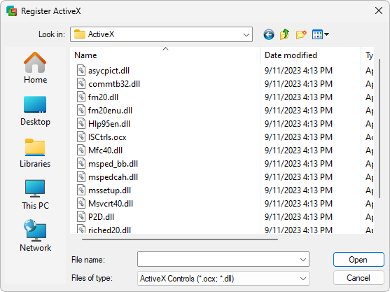 Locating an ActiveX file