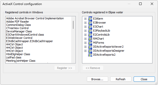 ActiveX Control configuration window