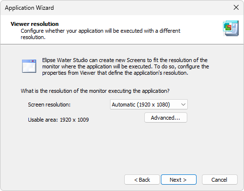Option to configure Elipse Water Viewer's resolution