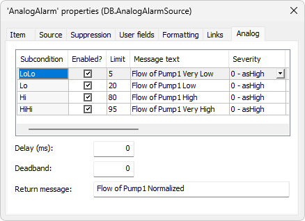 Analog Alarm on Flow Measurement