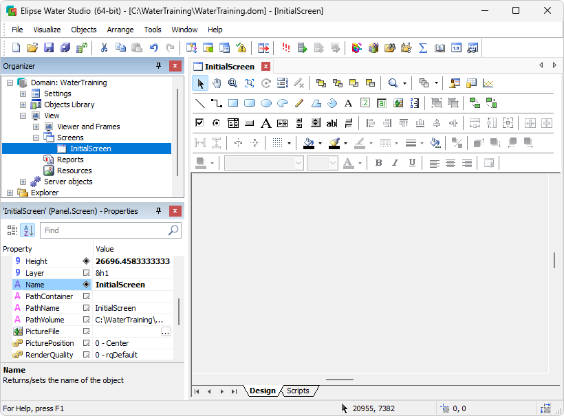 Design tab of a Screen