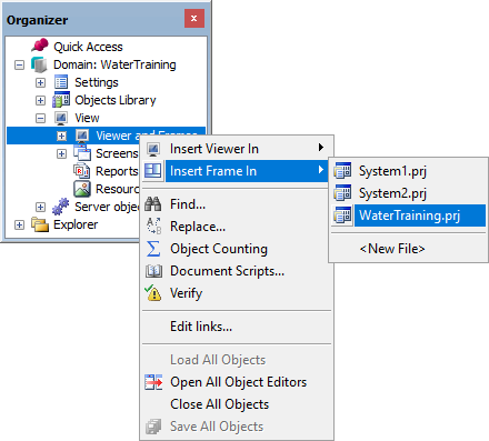 Insert Frame In option