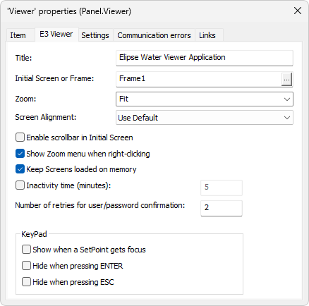 Initial Screen or Frame option