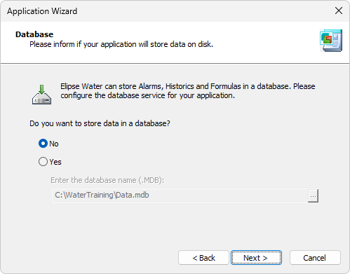 Option to configure a database