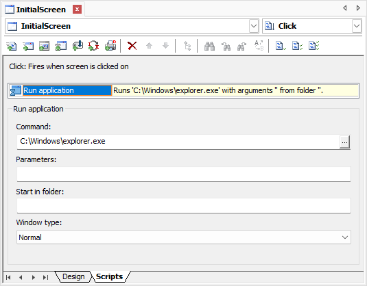 Settings for the Run Application Pick Settings for the Run Application Pick