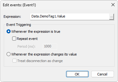 Edit events window Edit events window