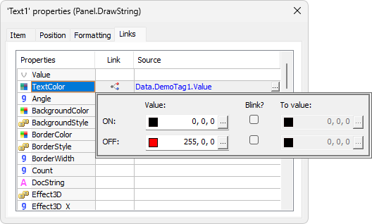 Linking text color to Tag1's value Linking text color to Tag1's value