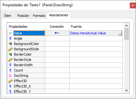 Asociación con el Tag HoraActual