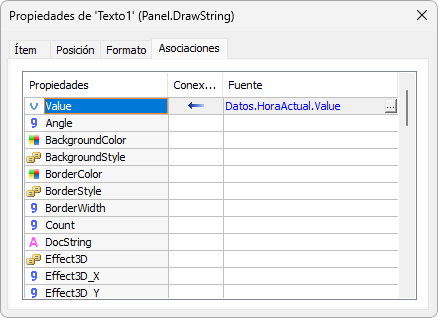 Asociación con el Tag HoraActual