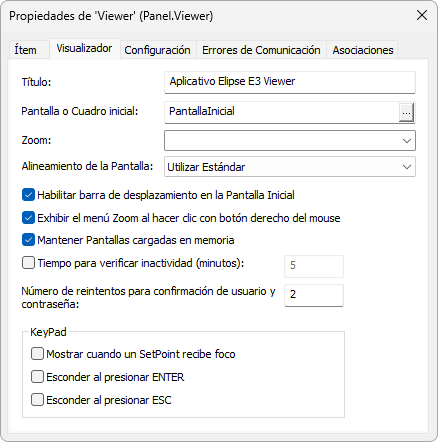 Ventana de propiedades del Viewer