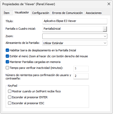 Ventana de propiedades del Viewer Ventana de propiedades del Viewer