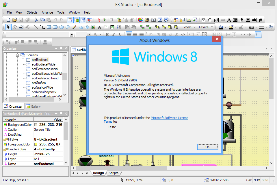 Elipse Power Studio ejecutando en Windows 8
