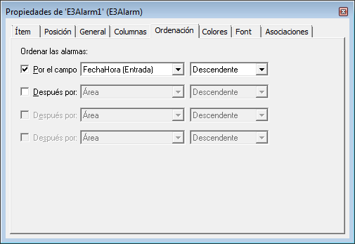 Nuevas opciones de ordenación en el E3Alarm