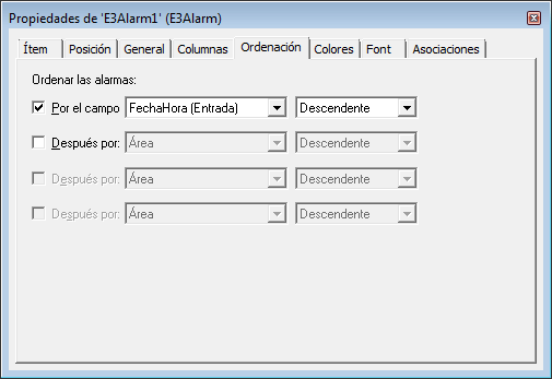 Nuevas opciones de ordenación en el E3Alarm Nuevas opciones de ordenación en el E3Alarm