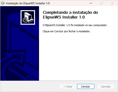 Tela de conclusão do Instalador do ElipseWS