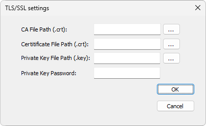 Janela TLS/SSL settings